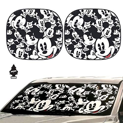 Disney Mickey Expressions Design Auto Car Accessory Windshield Spring Sunshade 2 Piece with Gift - Yupbizauto