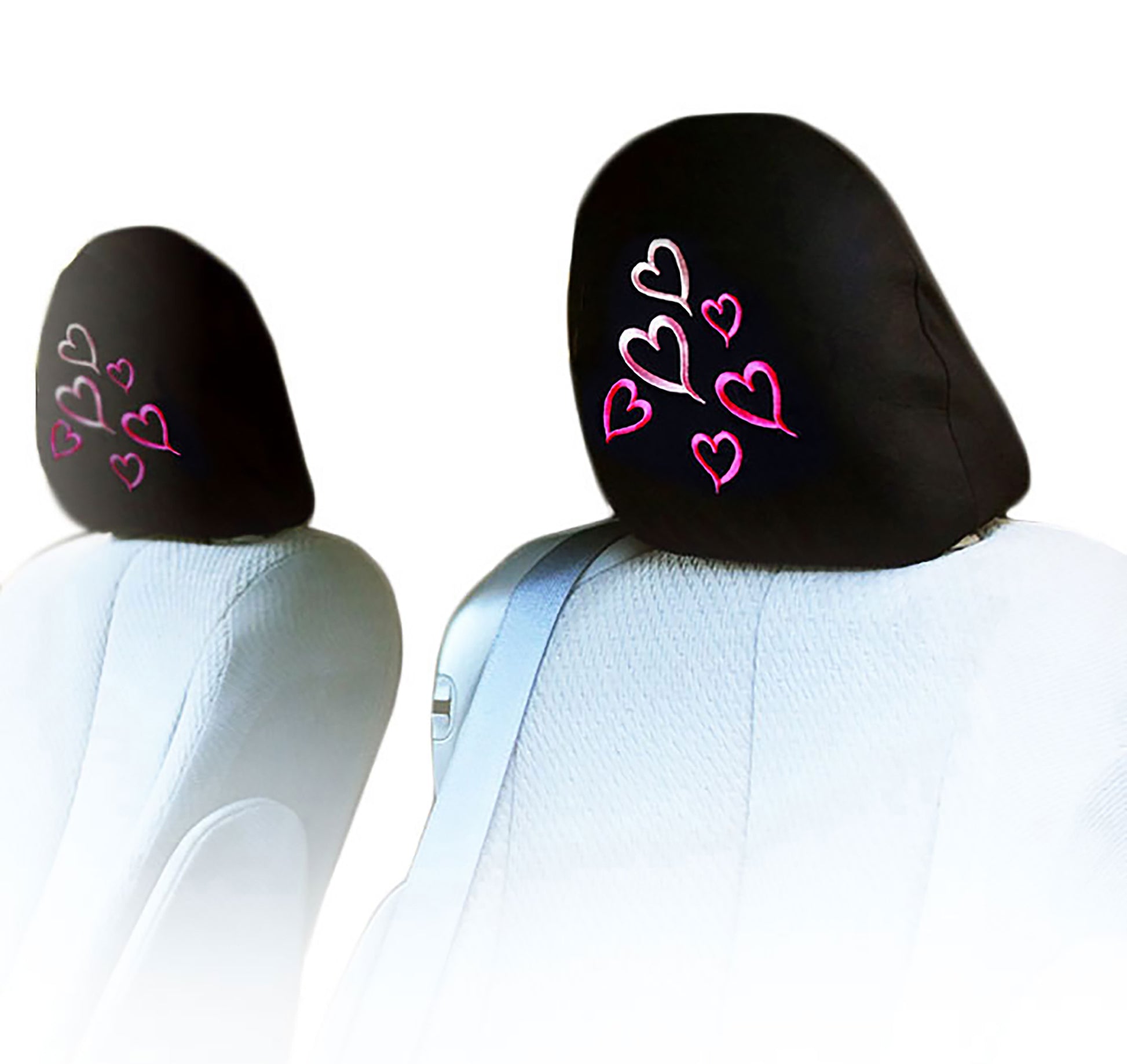 Embroidery Multi Hearts Logo Design Auto Truck SUV Car Seat Headrest Cover Accessory 1 Pair - Yupbizauto
