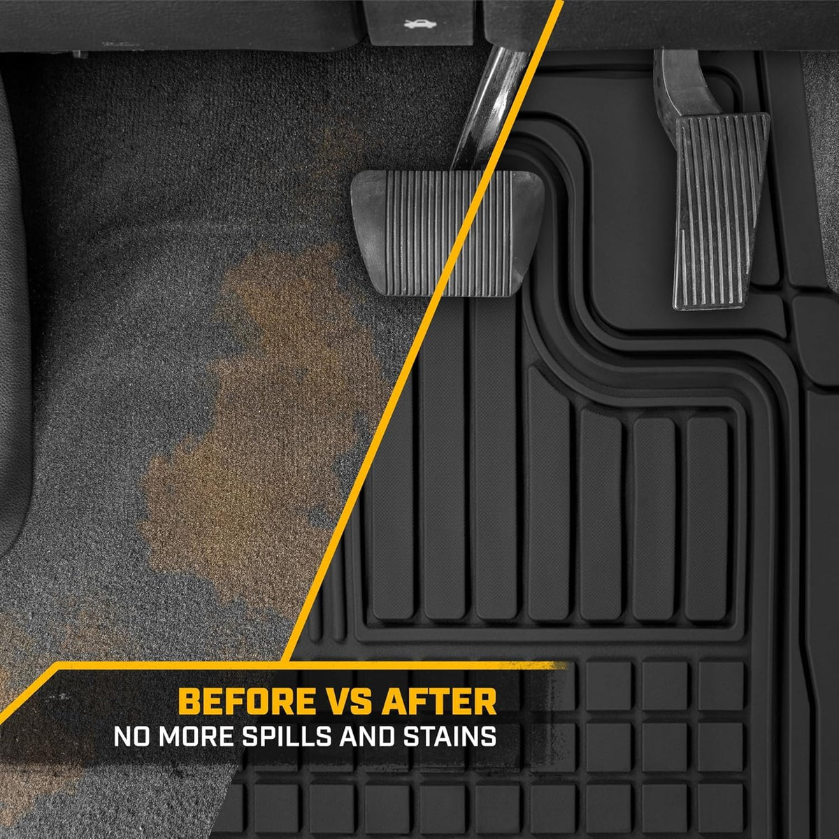 Caterpillar Heavy Duty 2-Piece Black Rubber Floor Mats with Air Freshener