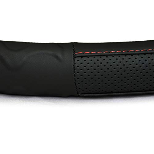 Motor Trend 18" Grey Steering Wheel Cover for Peterbilt Freightliner Semi Truck, Black PU Leather