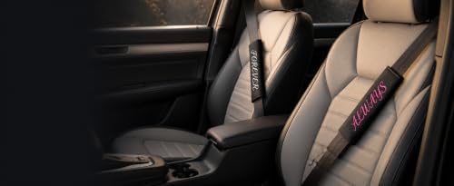 Personalized couples seat belt pads with custom embroidery