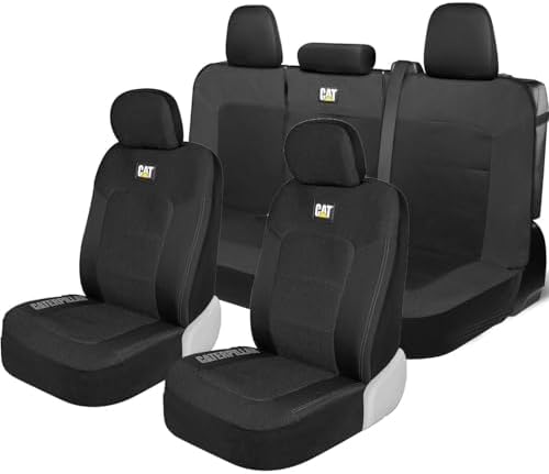 Caterpillar Mesh Flex Car Seat Covers – Full 8-Piece Set, Black