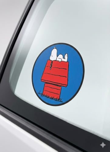 Peanuts Snoopy on Doghouse 5-Inch Car Decal - 2 Pack