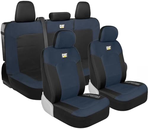 Caterpillar Mesh Flex Car Seat Covers – Full Set, Black and Blue