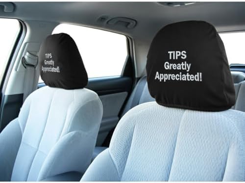 Rideshare Tips Appreciated embroidered headrest covers set of two