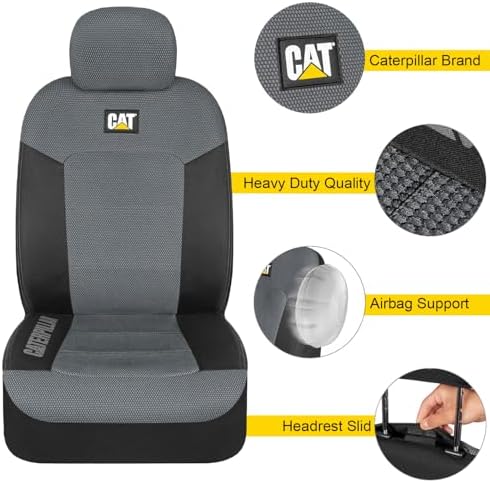 Caterpillar Front Seat Covers & Embroidered Seat Belt Pads – 4-Piece Set