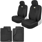 Caterpillar Front Seat Covers & Heavy-Duty Floor Mats Bundle – Black