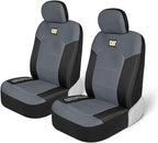 Caterpillar Front Seat Covers & Heavy-Duty Floor Mats Bundle – Black and Grey