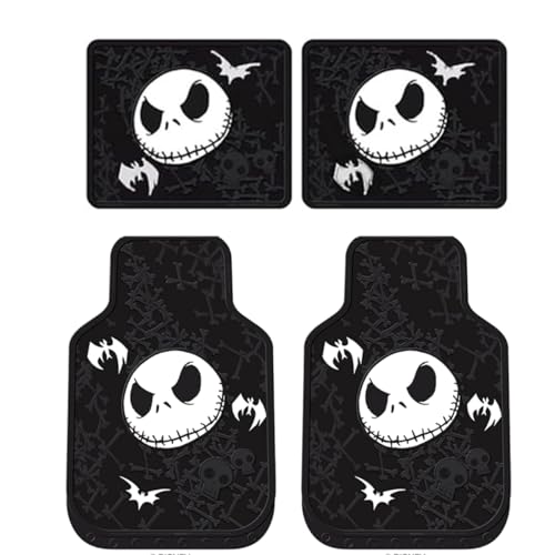 New Plasticolor Nightmare Before Christmas Jack Skellington Ghostly Car Truck SUV Seat Covers Sunshade Headrest Covers Heavy Duty Rubber Floor Mats Bundle Set - Yupbizauto