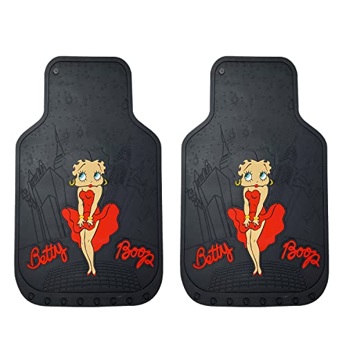 U.A.A. Inc. Betty Boop Skyline 2pc Front Black Rubber Universal Car Truck Floor Mats Set