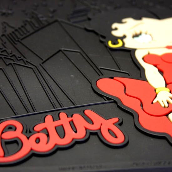 Platicolors Betty Boop Skyline Design Car Accessories Set New Seat Covers, Front and Rear Rubber Mats, Steering Wheel Cover Air Freshener Stylish Protection for Cars SUVs Trucks & Vans