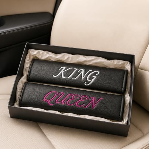 Personalized couples seat belt pads with custom embroidery