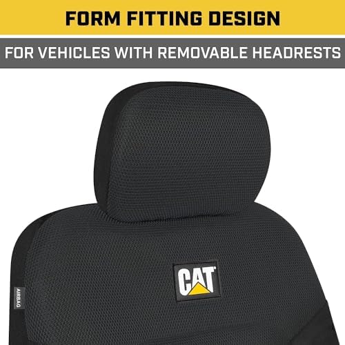 Caterpillar Front Seat Covers & Heavy-Duty Floor Mats Bundle – Black