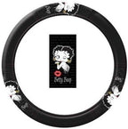 New Betty Boop Timeless Front Low Back Car Seat Covers & Steering Wheel Cover Embroidery Kiss Headrest Cover (Steering Wheel) - Yupbizauto