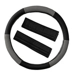 Yupbizauto 15" Car Steering Wheel Cover Selection 1 Set (PU Leather Black/Grey)