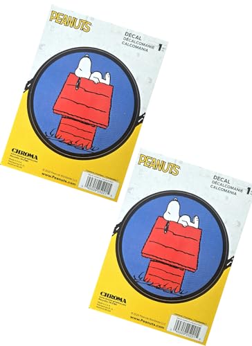 Peanuts Snoopy on Doghouse 5-Inch Car Decal - 2 Pack