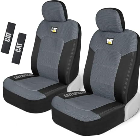 Caterpillar Front Seat Covers & Embroidered Seat Belt Pads – 4-Piece Set