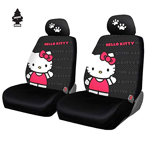 Yupbizauto Plasticolor Hello Kitty Cord Car Seat Cover Bundle with Pair of White Paw Headrest Covers and Air Freshener - Yupbizauto