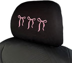 Coquette pink bow embroidered headrest covers set of two