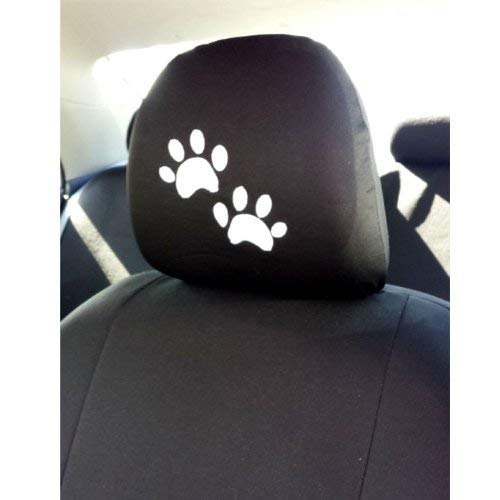 Yupbizauto New Black Flat Cloth  Auto Car Truck Seat Covers with Embroidery White Paws Logo Headrest Covers Universal Size - Yupbizauto