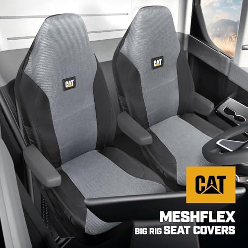 Caterpillar Big Rig Semi-Truck Seat Covers – 2-Piece Heavy-Duty Mesh Set
