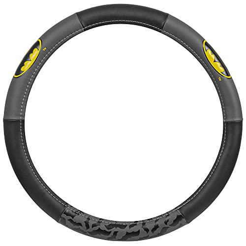 Warner Bros DC Comics Batman Steering Wheel Cover - Ergonomic Grip, Universal Size 14.5-15.5 in, Protects and Insulates Your Wheel, Car Accessories for Car, Truck, Van, SUV