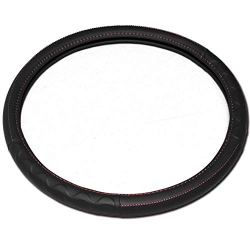 Motor Trend 18" Grey Steering Wheel Cover for Peterbilt Freightliner Semi Truck, Black PU Leather