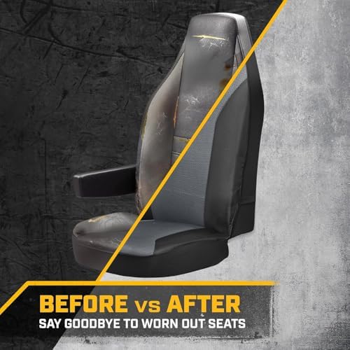 Caterpillar Big Rig Semi-Truck Seat Covers – 2-Piece Heavy-Duty Mesh Set