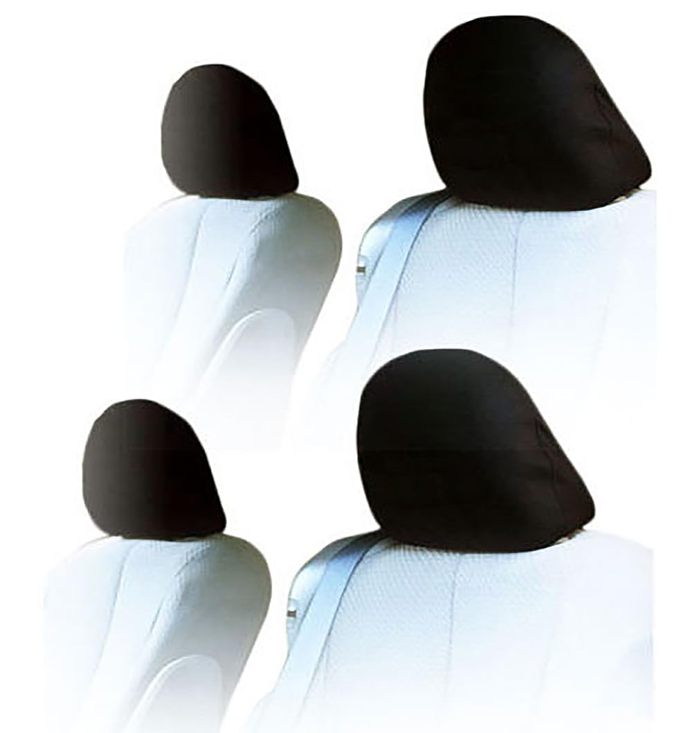 Headrest Covers for Cars & Trucks – Set of 4 Solid Black Polyester Covers with Foam Backing for DVD & TV Monitors for Most Vehicles – Durable & Stylish Protection - Yupbizauto