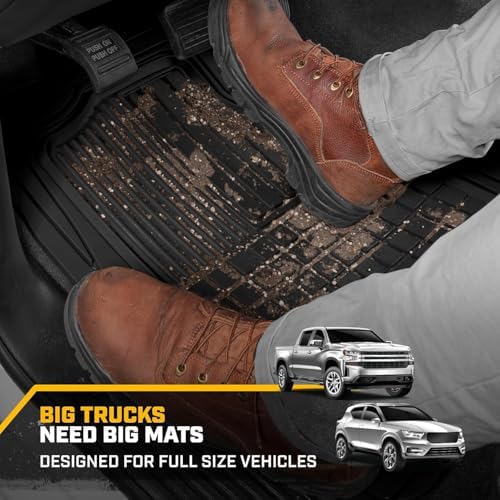 Caterpillar Front Seat Covers & Heavy-Duty Floor Mats Bundle – Black and Grey