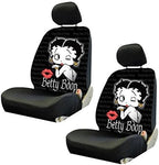 New Betty Boop Timeless Front Low Back Car Seat Covers & Steering Wheel Cover Embroidery Kiss Headrest Cover (Everything) - Yupbizauto