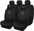 Universal Fit Car Seat Covers - Embroidered Love Multi Hearts Design, Premium Black Cloth Fabric, Front & Rear Split Bench Covers | Cute Stylish Car Accessories for Women - Yupbizauto