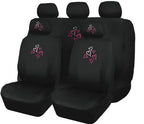 Universal Fit Car Seat Covers - Embroidered Love Multi Hearts Design, Premium Black Cloth Fabric, Front & Rear Split Bench Covers | Cute Stylish Car Accessories for Women - Yupbizauto