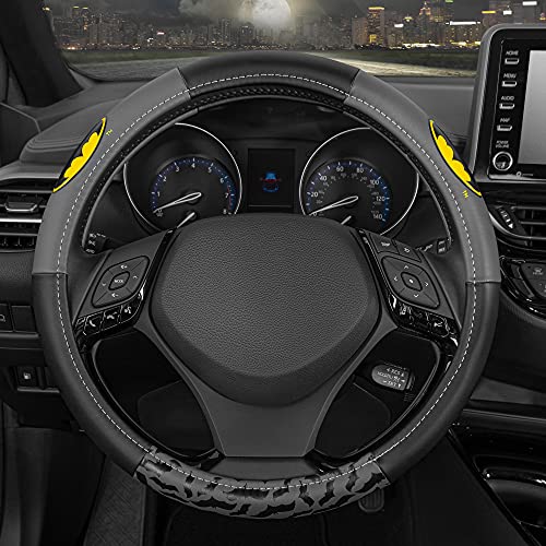 Warner Bros DC Comics Batman Steering Wheel Cover - Ergonomic Grip, Universal Size 14.5-15.5 in, Protects and Insulates Your Wheel, Car Accessories for Car, Truck, Van, SUV