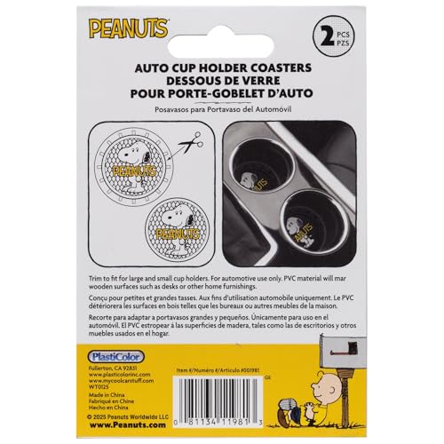 Plasticolor 001981R01 Peanuts Snoopy Auto Coaster - 2 Pack