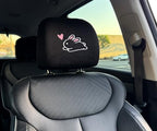Kawaii bunny and heart embroidered headrest covers set of two