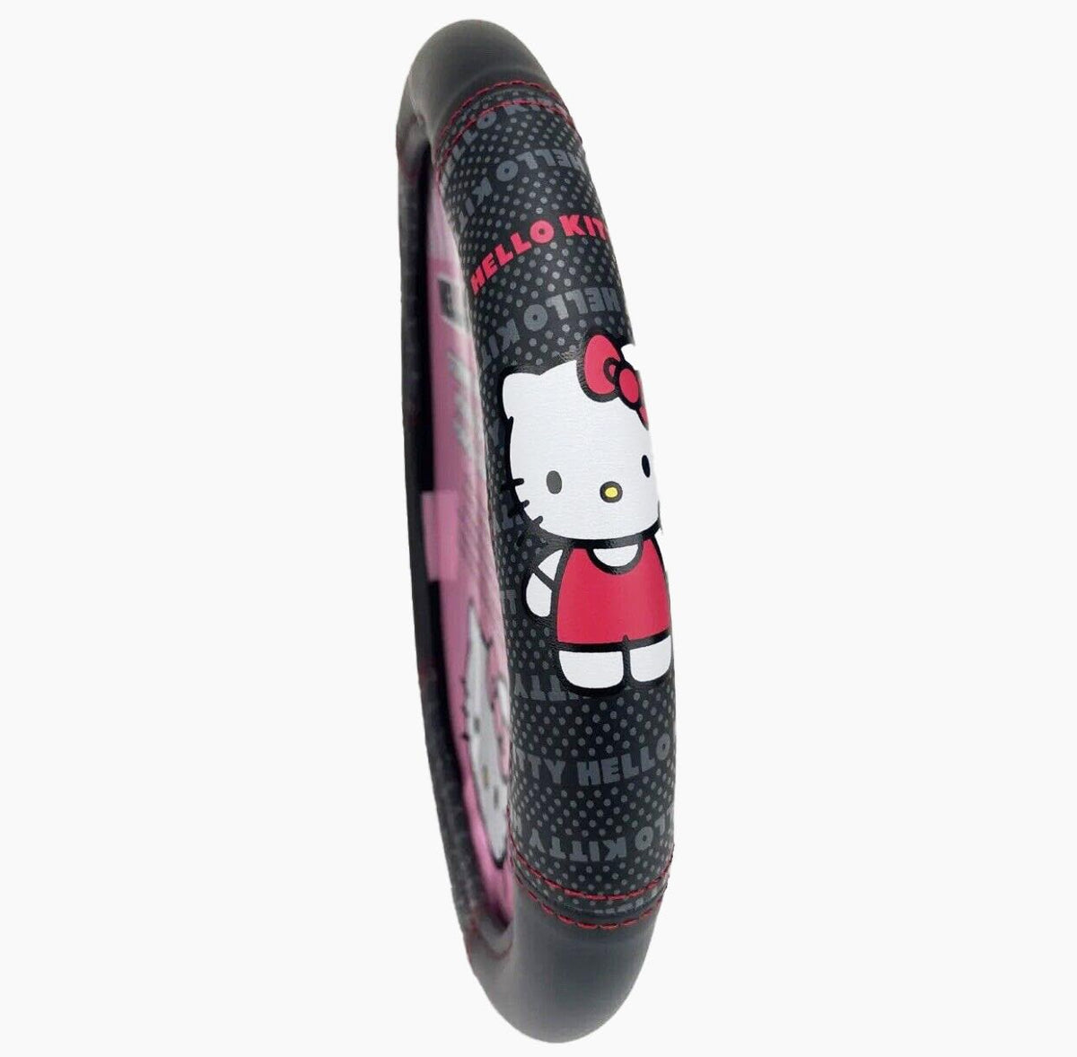 Hello Kitty Car Steering Wheel Cover Cord Design Air Freshener Bundle Univesal Fit Standard Size(14" 1/2-15" 1/4)