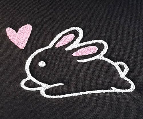 Kawaii bunny and heart embroidered headrest covers set of two