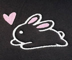 Kawaii bunny and heart embroidered headrest covers set of two