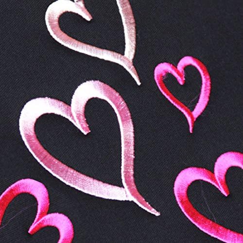 Universal Fit Car Seat Covers - Embroidered Love Multi Hearts Design, Premium Black Cloth Fabric, Front & Rear Split Bench Covers | Cute Stylish Car Accessories for Women