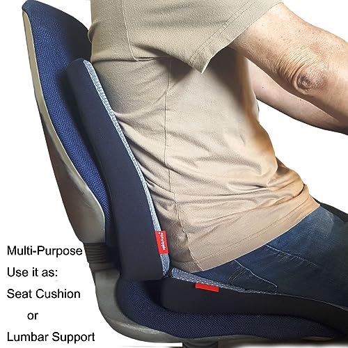 YupbizAuto New Breathable Comfortable Ergonomic Wedge Car Seat Office Chair Back Support Cushion (Black Syn Leather) - Yupbizauto