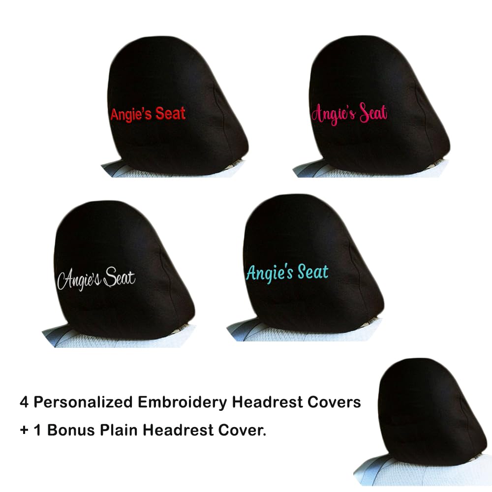 Personalized Embroidered Headrest Covers, 5-Piece Set
