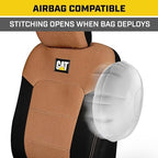Caterpillar Front Seat Covers & Heavy-Duty Floor Mats Bundle – Black and Beige