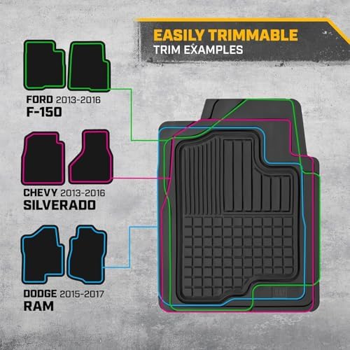 Caterpillar Front Seat Covers & Heavy-Duty Floor Mats Bundle – Black and Beige