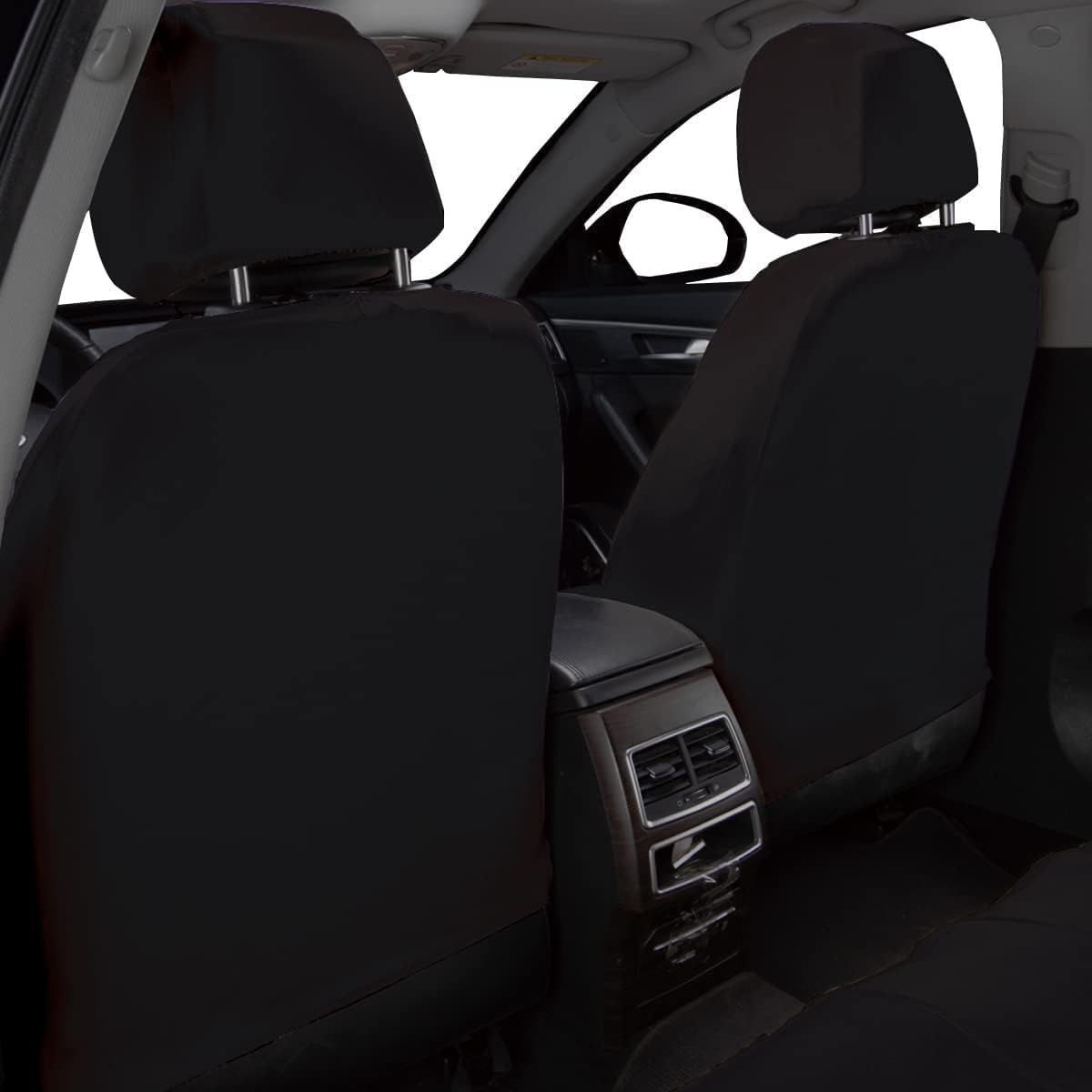 Universal Fit Car Seat Covers - Premium Black Flat Cloth with Stylish Cute Embroidery Butterfly Design, Front & Rear Set for 50/50 & 60/40 Split Rear Seats (Durable Protective Seat Cover) - Yupbizauto