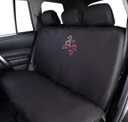 Universal Fit Car Seat Covers - Embroidered Love Multi Hearts Design, Premium Black Cloth Fabric, Front & Rear Split Bench Covers | Cute Stylish Car Accessories for Women - Yupbizauto