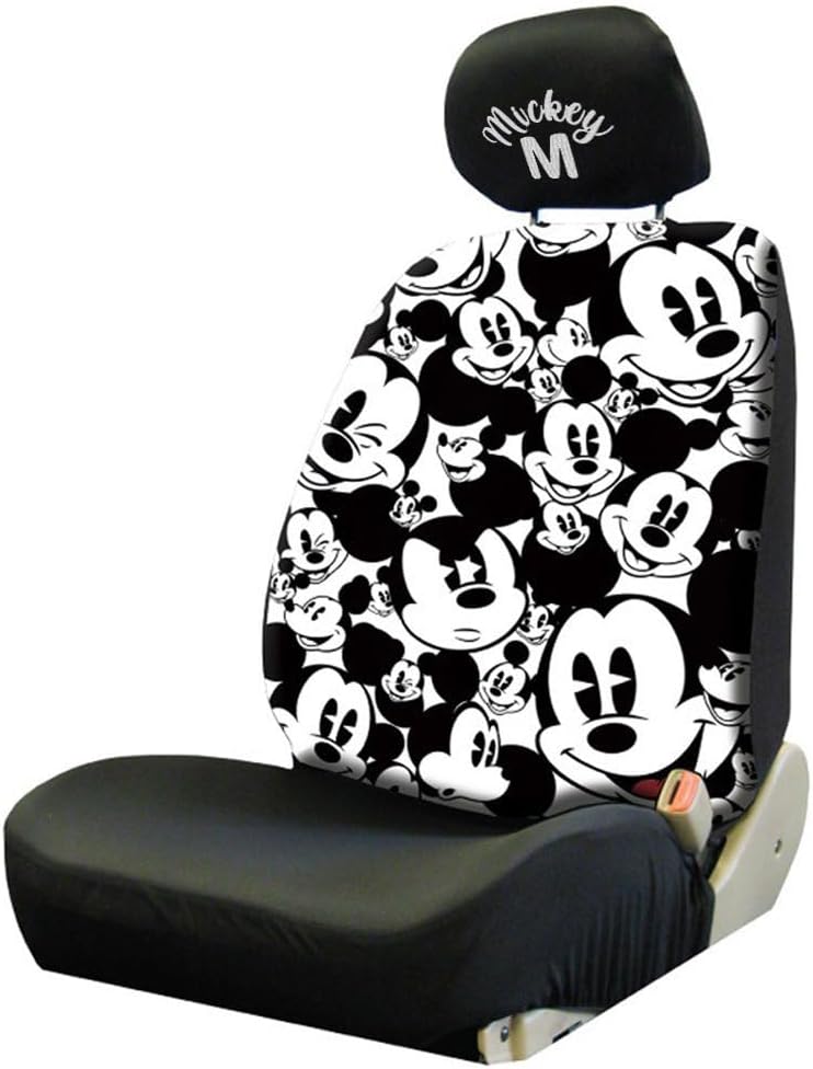 14PC Mickey Mouse Car Accessories Bundle Set | Car Seat Covers Embroidered Headrest Covers & Heavy Duty Floor Mats | Universal Fit for Cars Trucks, SUVs | Ideal for Men, Women Gift - Yupbizauto