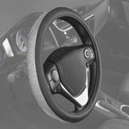 Bling Silver Glitter Diamond Leather Steering Wheel Cover with 9 Rows Crystal Rhinestones, Fits Wheels 14.5-15 inch for Women/Girls