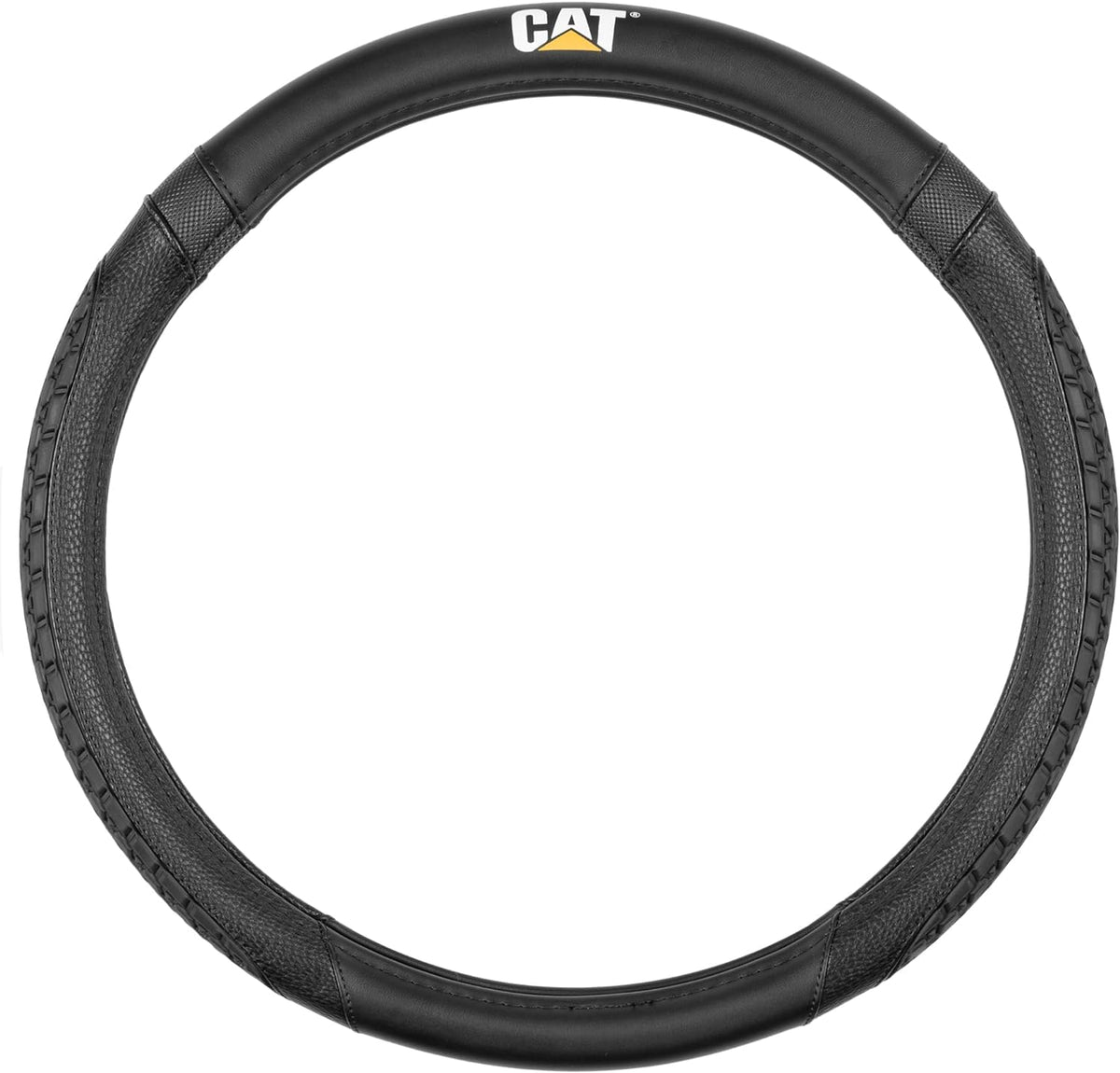 Caterpillar Car Steering Wheel Cover, Large 16 inch Size, Tire Tread Inspired Traction Grip Design, Black Steering Wheel Cover for Car Auto Truck Van SUV Bundle 7861