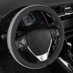 Bling Silver Glitter Diamond Leather Steering Wheel Cover with 9 Rows Crystal Rhinestones, Fits Wheels 14.5-15 inch for Women/Girls